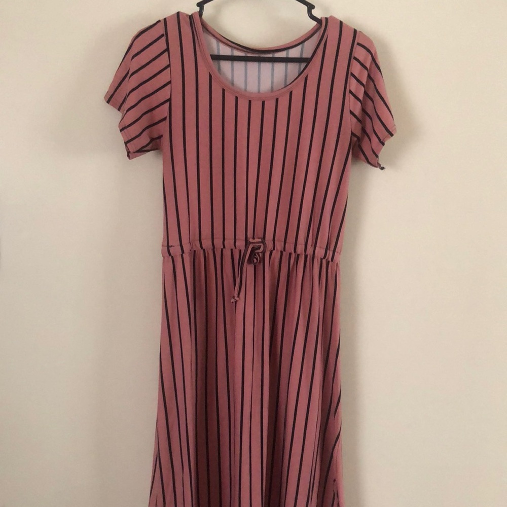 Pink and black striped dress
